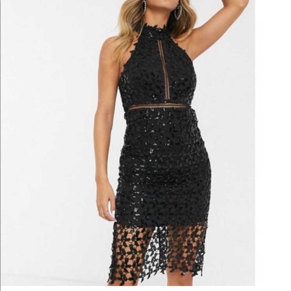 Black Bardot cocktail dress.